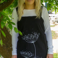 Aprons- Black with light grey screen printed Cow Parsley design