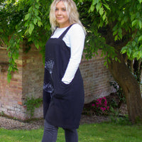 Aprons- Black with light grey screen printed Cow Parsley design