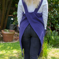 Aprons-Navy Blue with light grey screen printed cow parsley design