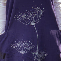 Aprons-Navy Blue with light grey screen printed cow parsley design