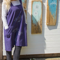 Aprons-Navy Blue with light grey screen printed cow parsley design