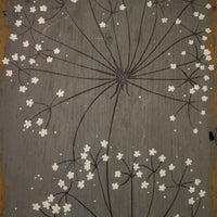 Large wild flower soft grey reclaimed wood painting closer up