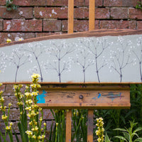 X.L Hedge Bedstraw sage green live edge wood painting outside