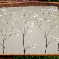 X.L Hedge Bedstraw sage green live edge wood painting close up