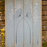 Cow Parsley duck egg blue / sage green reclaimed wooden board painting