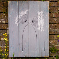 Cow Parsley soft grey / sky blue reclaimed wooden boards painting outside
