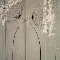 Cow Parsley soft grey / sky blue reclaimed wooden boards painting close up