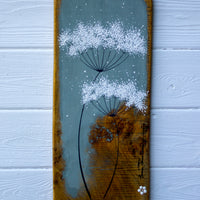 Medium Cow Parsley Fine Flower Head Deep Olive Green Reclaimed Wood