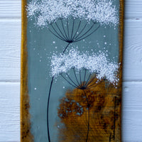 Medium Cow Parsley Fine Flower Head Deep Olive Green Reclaimed Wood