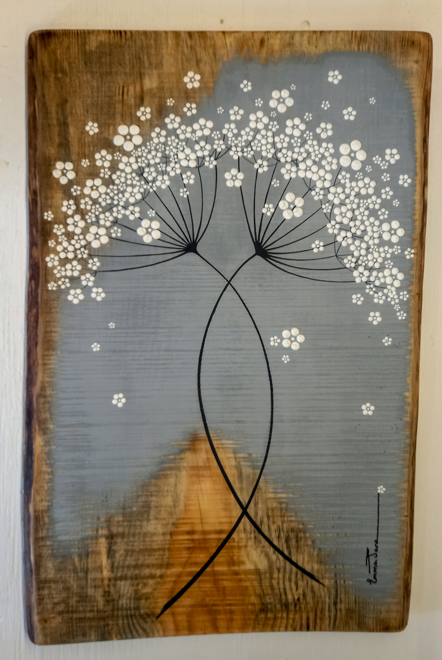 Large Cow Parsley Mid Grey Live Edge Wood