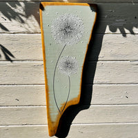 Large Dandelion soft sage green live edge wood