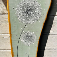 Large Dandelion soft sage green live edge wood