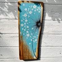 Medium Wild Flower soft turquoise live edge wood