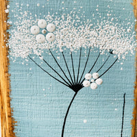 Small Cow Parsley soft blue, grey live edge wood