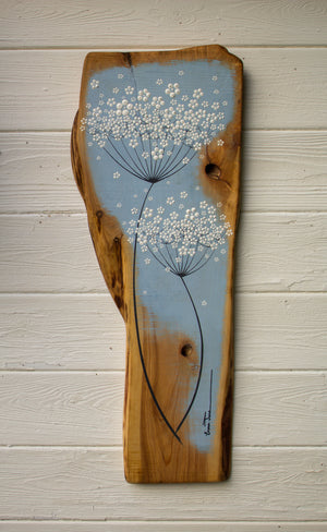 Large Cow Parsley Soft Blue Live Edge Wood