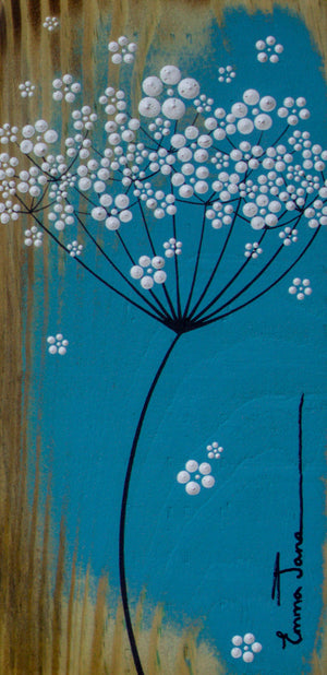 Small Cow Parsley Turquoise Reclaimed Wood