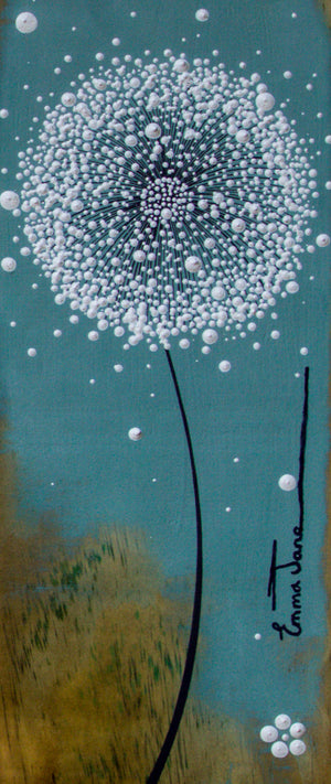 Small Dandelion Soft Sea Blue Reclaimed Wood