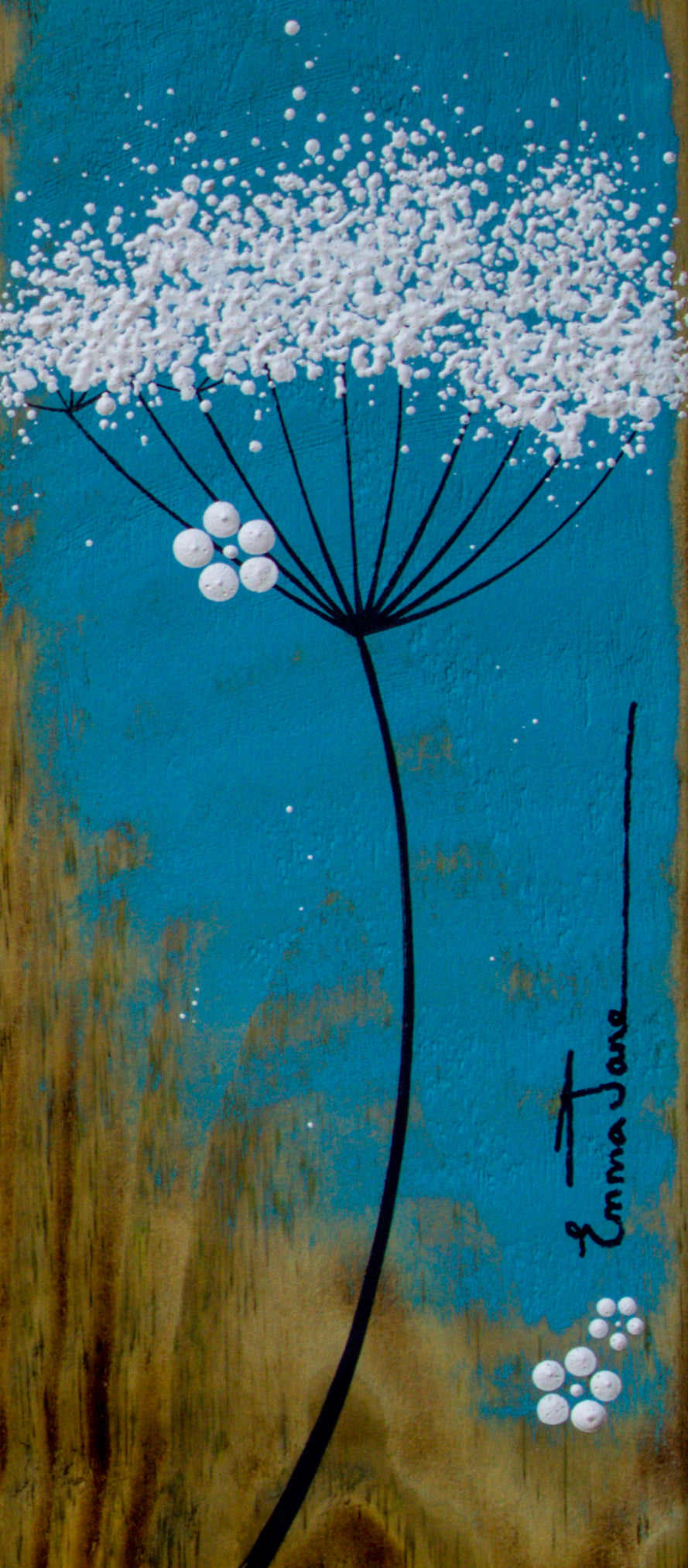 Small Cow Parsley Turquoise Reclaimed Wood