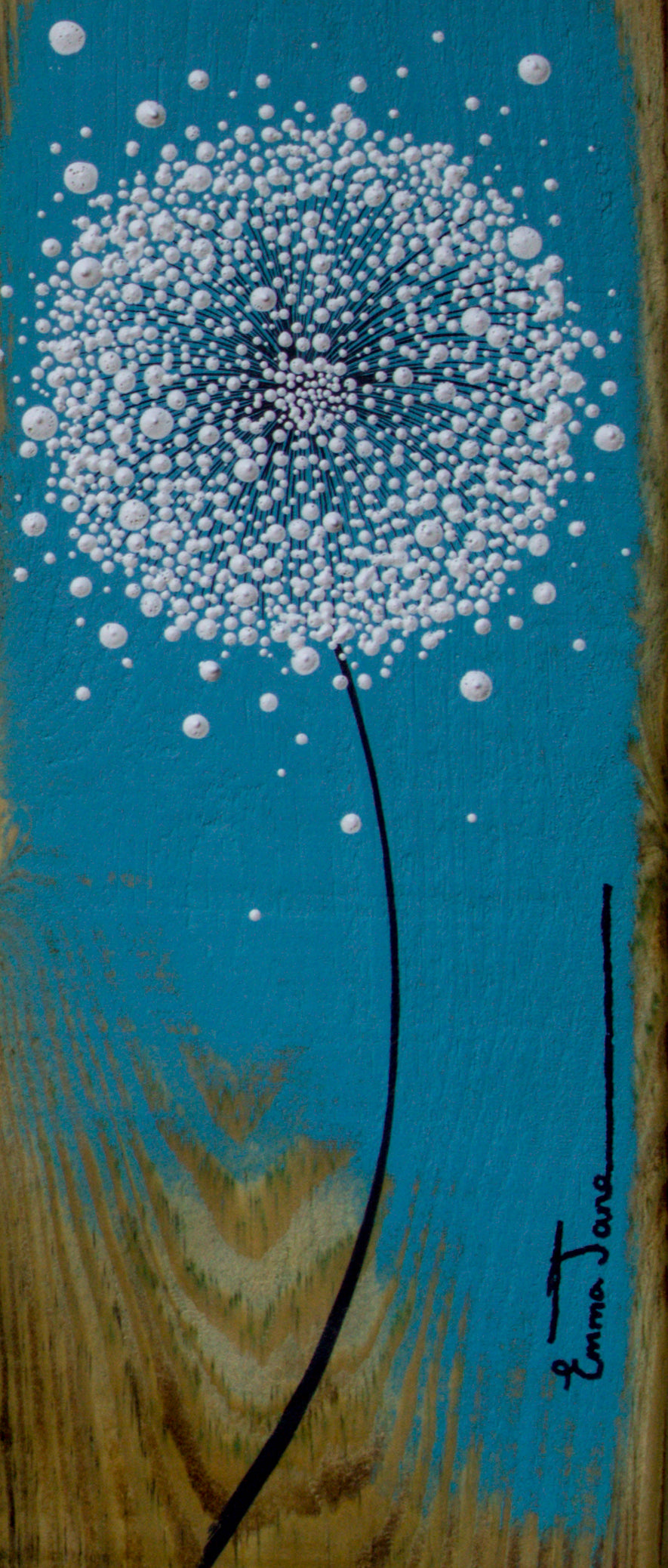 Small Dandelion Turquoise Reclaimed Wood