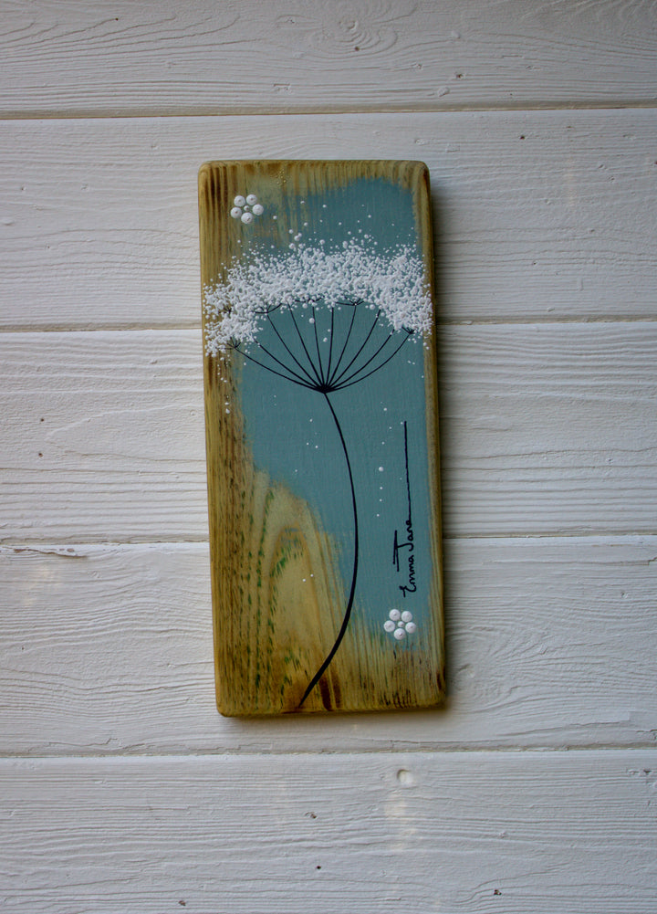 Small Cow Parsley Soft Sea Blue Reclaimed Wood