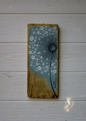 Small Wild Flower Soft Sea Blue Reclaimed Wood