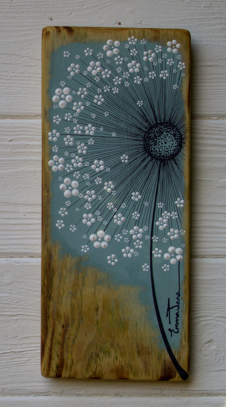 Small Wild Flower Soft Sea Blue Reclaimed Wood