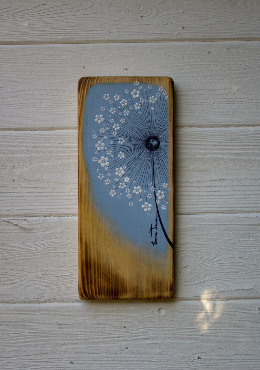 Small Wild Flower Soft Sky Blue Reclaimed Wood