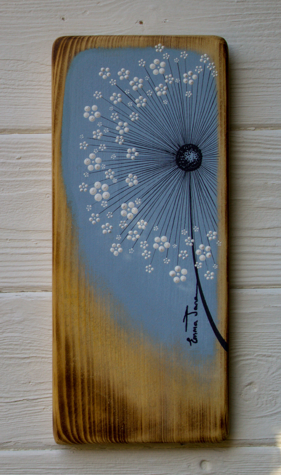 Small Wild Flower Soft Sky Blue Reclaimed Wood