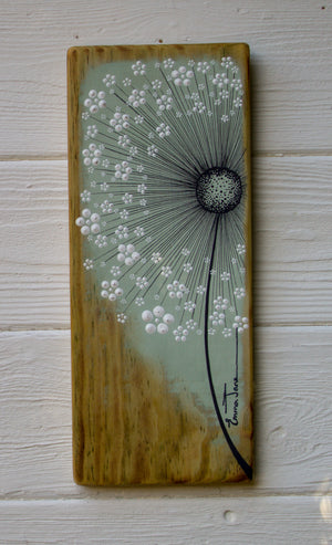 Small Wild Flower Soft Sage Green Reclaimed Wood