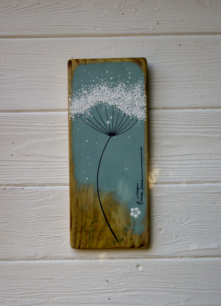 Small Cow Parsley Soft Sea Blue Reclaimed Wood