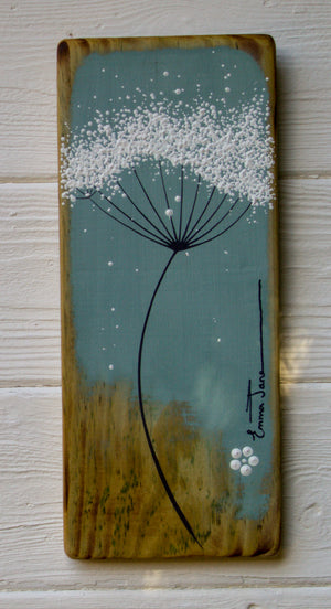 Small Cow Parsley Soft Sea Blue Reclaimed Wood