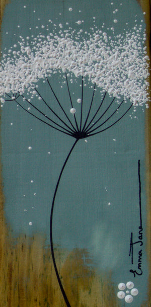 Small Cow Parsley Soft Sea Blue Reclaimed Wood