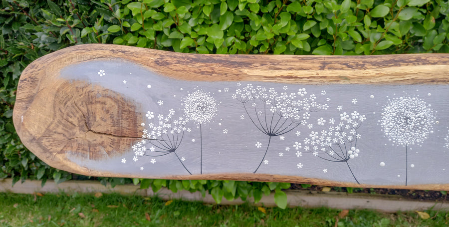 XXL Cow Parsley, Dandelion Mix Soft Dove Grey Live Edge Wood