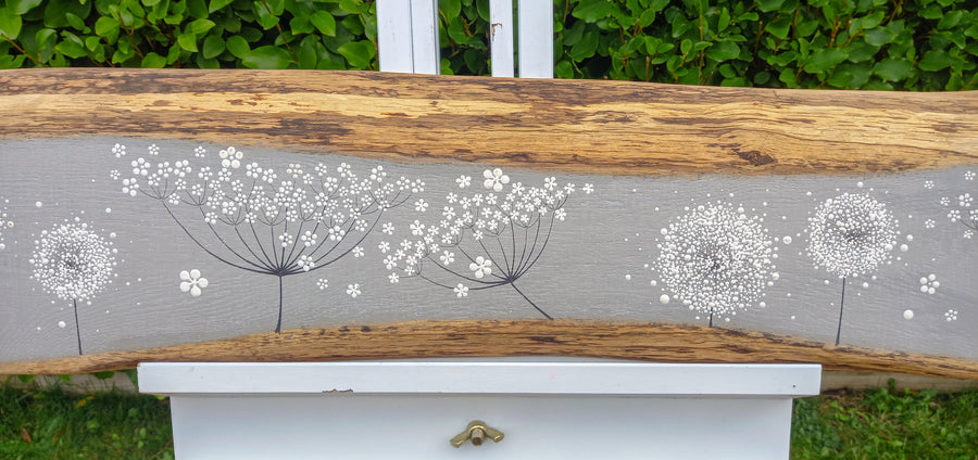 XXL Cow Parsley, Dandelion Mix Soft Dove Grey Live Edge Wood