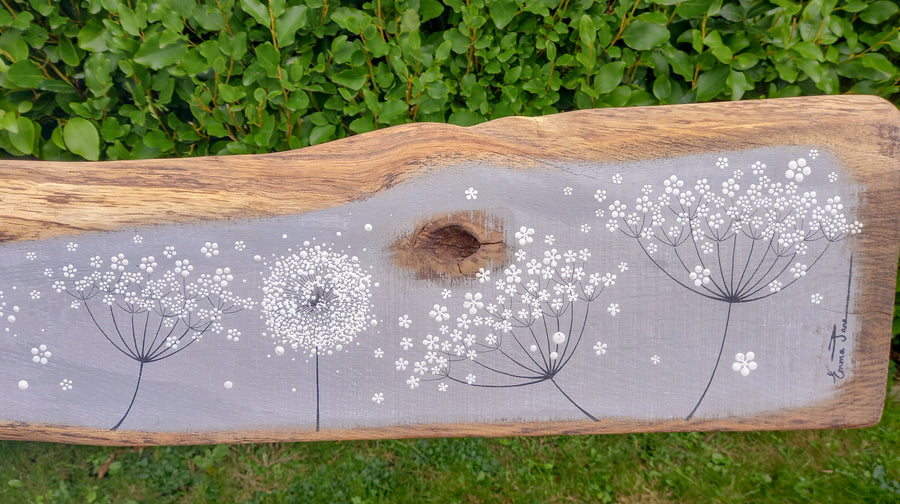 XXL Cow Parsley, Dandelion Mix Soft Dove Grey Live Edge Wood