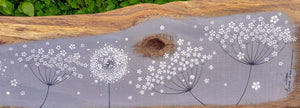 XXL Cow Parsley, Dandelion Mix Soft Dove Grey Live Edge Wood