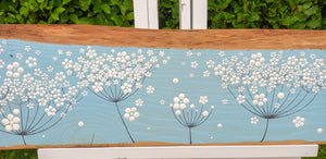 XXL Cow Parsley, Wild Flower Sky Blue Live Edge Wood