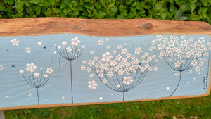 XXL Cow Parsley, Wild Flower Sky Blue Live Edge Wood