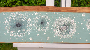 XXL Cow Parsley, Wild Flower  Soft Turquoise Blue Live Edge Wood