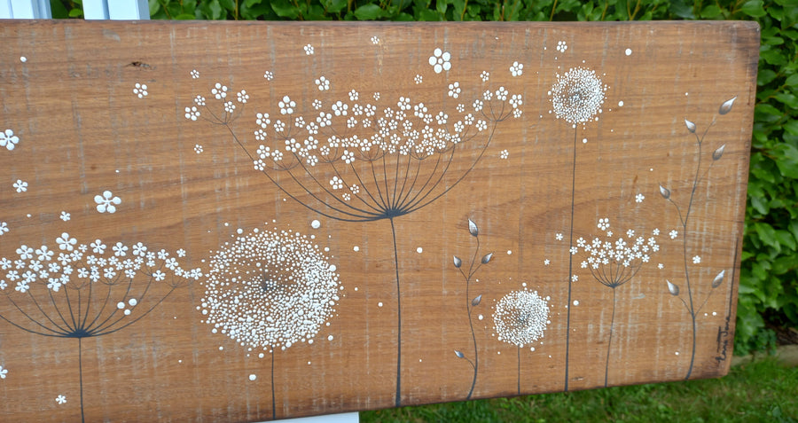 XXL Wild Flower, Dandelions Natural Chunky Reclaimed Wood