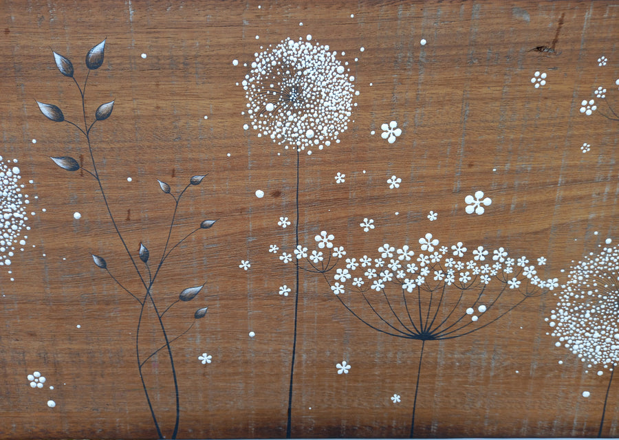 XXL Wild Flower, Dandelions Natural Chunky Reclaimed Wood