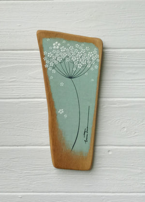 Small Cow Parsley Soft Jade Blue Reclaimed Wood