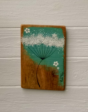 Small Cow Parsley Rich Jade Blue Green Reclaimed Wood