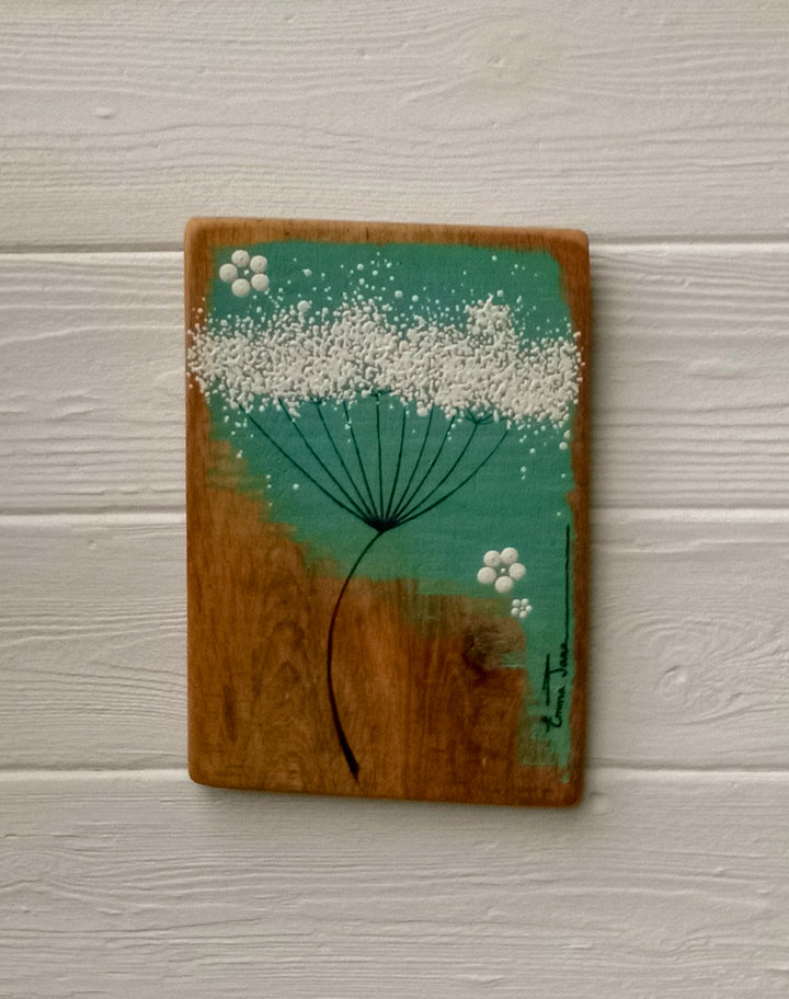 Small Cow Parsley Rich Jade Blue Green Reclaimed Wood