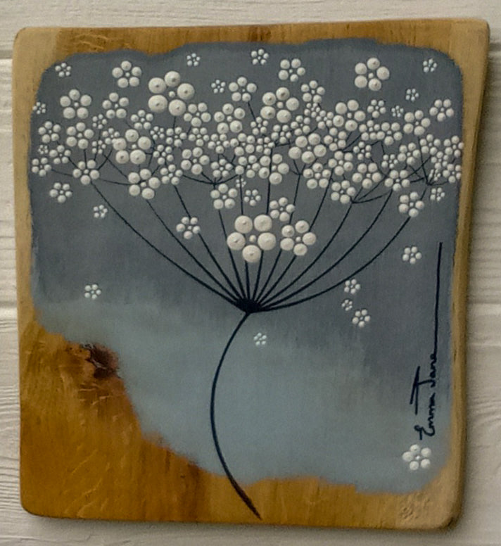 Small Cow Parsley Two Tone Blue Grey Reclaimed Wood