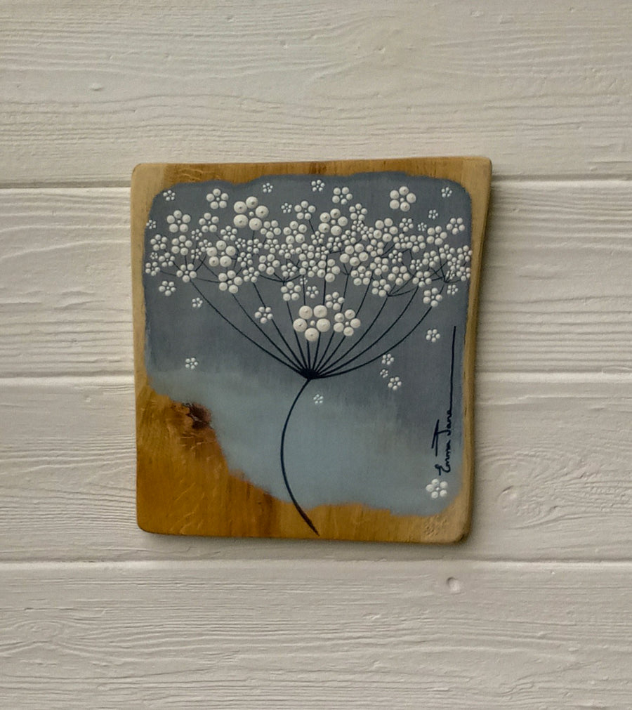 Small Cow Parsley Two Tone Blue Grey Reclaimed Wood