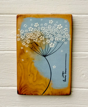 Small Cow Parsley Soft Sky Blue Reclaimed Wood