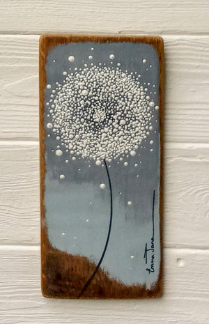 Small Dandelion Two Tone Blue Grey Reclaimed Wood