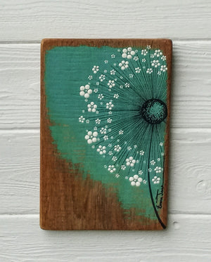 Small Wild Flower Rich Jade Blue Green Reclaimed Wood