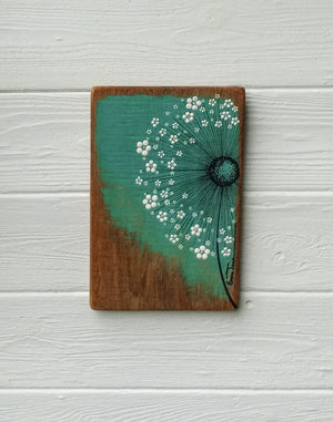 Small Wild Flower Rich Jade Blue Green Reclaimed Wood